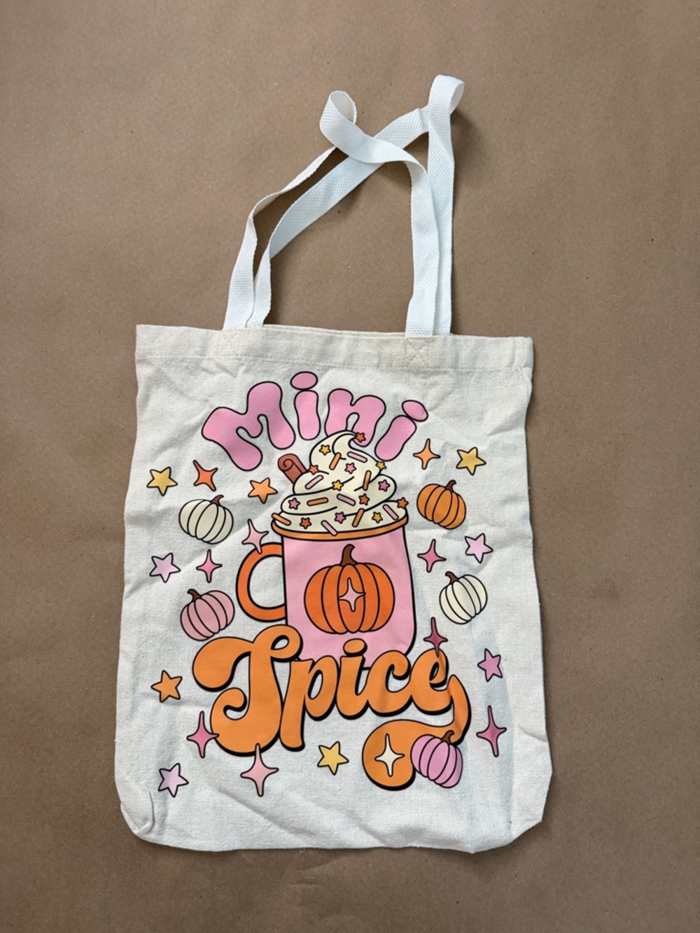 Mini Spice Kids Tote Bag - Pink & Orange Pumpkin Design